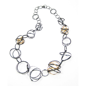 Grand Mobius Necklace 
Oxidized Silver & 22K Gold vermeil
NKMB04-G-OX